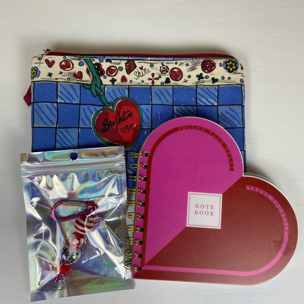 💝 Brighton Heart Pouch + NEW Heart Notebook & Pen Gift Set Valentine Bundle